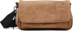 Desigual Schultertasche mit Flap Soft Tromso Camelbraun Stickdesign