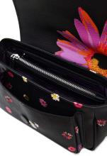 Desigual Überschlagtasche Daisy Pop Tromso Schwarz geblumt Anhänger