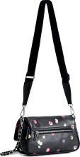 Desigual Überschlagtasche Daisy Pop Tromso Schwarz geblumt Anhänger