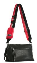 Desigual Crossovertasche Negro Half Logo Venecia Schwarz rote Details