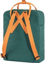 Artic Green Fjällräven Kanken Freizeitrucksack mit orangen Trägern