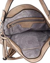Suri Frey Schultertasche Ruby Flechtmuster Lighttaupe Quastenanhänger