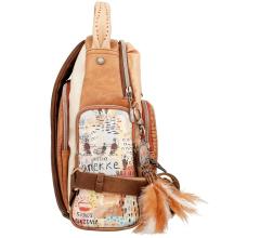 Anekke Damenrucksack Menire Tribe braun bunt Federanhänger Prägung