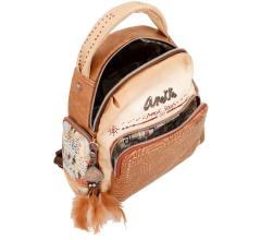Anekke Damenrucksack Menire Tribe braun bunt Federanhänger Prägung