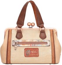 Satchel mit Kisslock Anekke Menire Bunter Comicprint