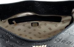 Schultertasche schwarz Prägung Guess Galeria Hobo Black