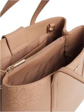 Kurzgrifftasche Calvin Klein Must Tote Monogram Design Safari Canvas Beige