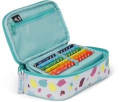 Satch Pencil Box Dreamy Mosaic Schlamperpennal bunter Print hellblau