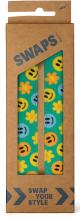 Klettbänder Satch Swaps Schultasche Happy Faces bunt Smiley Blumen