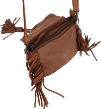 Überschlagtasche Fransen Harbour 2nd Cordelia Cognac braun Leder