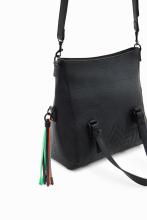 Henkeltasche schwarz Desigual Aquiles Loverty strukturiert Prägung
