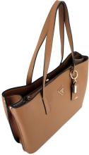 geräumige Damenhandtasche Guess Meridian Cognac braun Anhänger