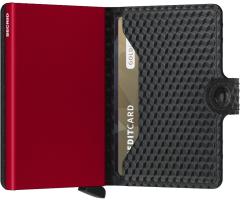 Kartenetui Secrid Miniwallet mit Drücker Cubic Black Red 3D Optik 