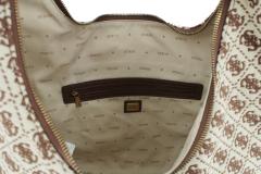 Guess Beuteltasche Shemara Brown Logo Webstoff beige braun