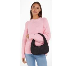edle Nylontasche Tommy Hilfiger Chic Shoulder Bag Unterarmtasche Black Steppdesign