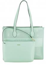 Guess Henkeltasche Katey Perf Cognac braun Stanzmuster