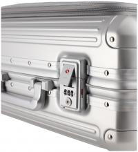 Travelite Next Handgepäckkoffer Aluminium silber Vortasche Laptopfach