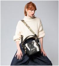 gemusterte Beuteltasche schwarz beige kintsugi Anekke Shoen Nature Shodo