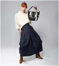 gemusterte Beuteltasche schwarz beige kintsugi Anekke Shoen Nature Shodo