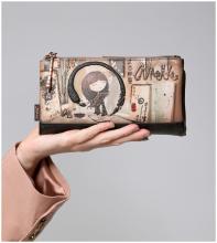 Anekke Geldbörse braun Print Glitzer Shoen Künstlerin Japan