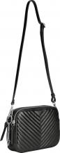 schwarz glänzende Crossovertasche gesteppt Lola Metallic Les Visionnaires