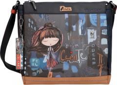 dreigeteilte Shoulderbag Anekke Contemporary zeitgenössische Kunst dunkelbunt