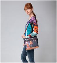 dreigeteilte Shoulderbag Anekke Contemporary zeitgenössische Kunst dunkelbunt