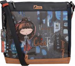 dreigeteilte Shoulderbag Anekke Contemporary zeitgenössische Kunst dunkelbunt
