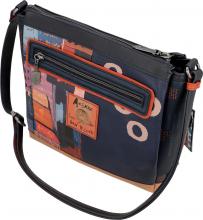 dreigeteilte Shoulderbag Anekke Contemporary zeitgenössische Kunst dunkelbunt
