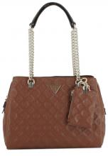 Guess La Femme Girlfriend Satchel Cognacbraun geprägt Henkeltasche Ketten