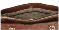 Guess La Femme Girlfriend Satchel Cognacbraun geprägt Henkeltasche Ketten