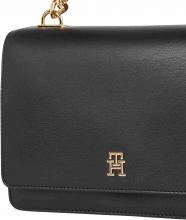 Überschlagtasche Tommy Hilfiger Black TH Refined Med Crossover Kette goldfarben