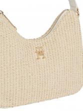 sommerliche Schultertasche Tommy Hilfiger Summer Shoulder Bag Bast Jute weiß