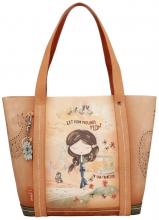 Shoppertasche Anekke Peace & Love Camel beige Hippie Flower Power