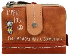 Anekke kleine Klappbörse Peace & Love Flowers braun