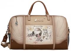 Reisetasche Anekke Hollywood Glitzer beige Ziernähte 