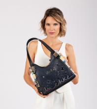 Anekke Schultertasche dunkelblau Hollywood bestickt