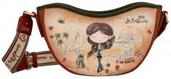 Anekke Halbmond Crossovertasche Peace & Love Camel