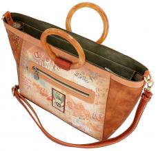 Peace and Love Flowers Anekke Schultertasche mit runden Griffen Braun