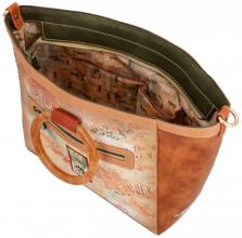 Peace and Love Flowers Anekke Schultertasche mit runden Griffen Braun