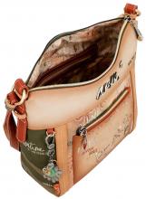 Beuteltasche Hippie Anekke Peace & Love Flowers Nieten beige braun