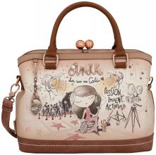 Kurzgrifftasche Kisslock Anekke Hollywood Glitzer beige