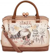 Kurzgrifftasche Kisslock Anekke Hollywood Glitzer beige
