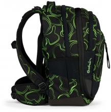 Satch Match Green Supreme schwarz neongrün erweiterbare Büchertasche