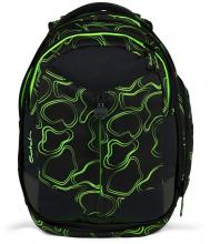 Satch Match Green Supreme schwarz neongrün erweiterbare Büchertasche