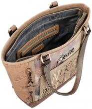 Shoppertasche beige bunt Anekke Hollywood Stars bestickt Nieten