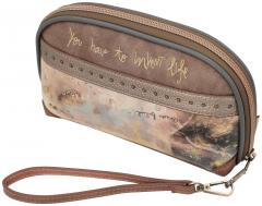große Brieftasche Hollywood Glitzer Strass Anekke beige