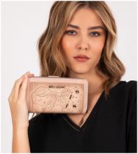 großes Portemonnaie bestickt beige Glitzer Anekke Studio Nude Hollywood