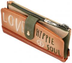Geldbörse Anekke Peace & Love Flowers separates Etui braun grün