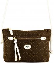 Caleidos Crossovertasche Monogramm Print weiß braun